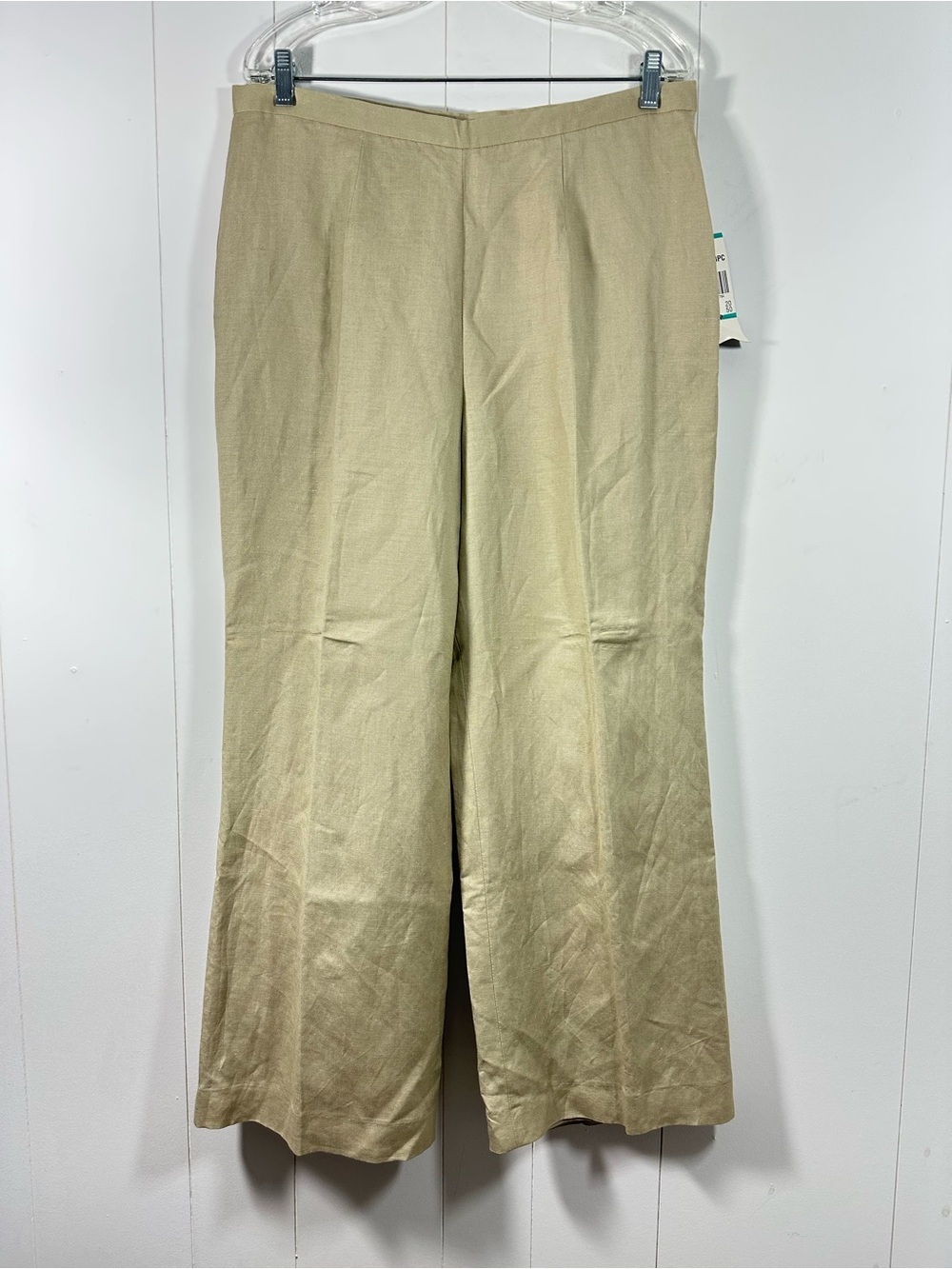 NEW Le Suit Sz 16P Women's Lined Straight Dress Pants Beige Linen Blend